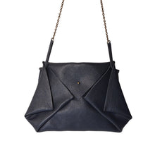 Load image into Gallery viewer, Sac Mail Cuir Grained Navy-Nada Bags Paris