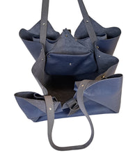 Load image into Gallery viewer, Sac Tulip Caba cuir bleu grainé