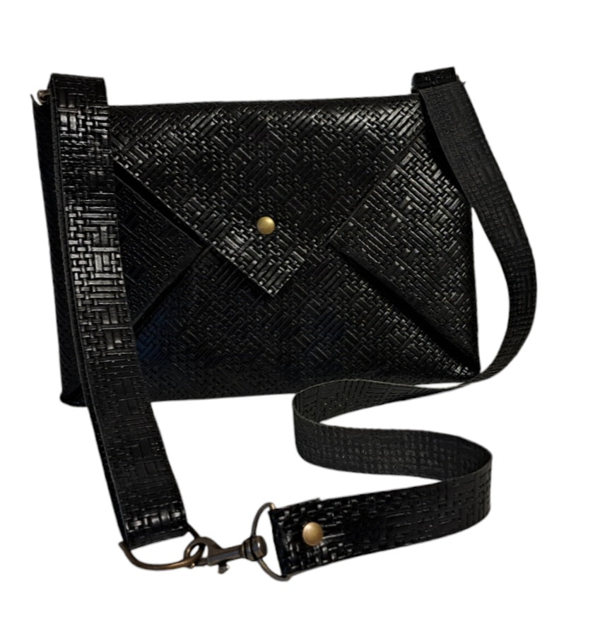 Sac Post cuir vannerie noir